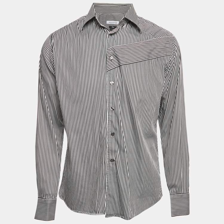 Pre Owned Versace Collection Black Striped Cotton City Shirt L