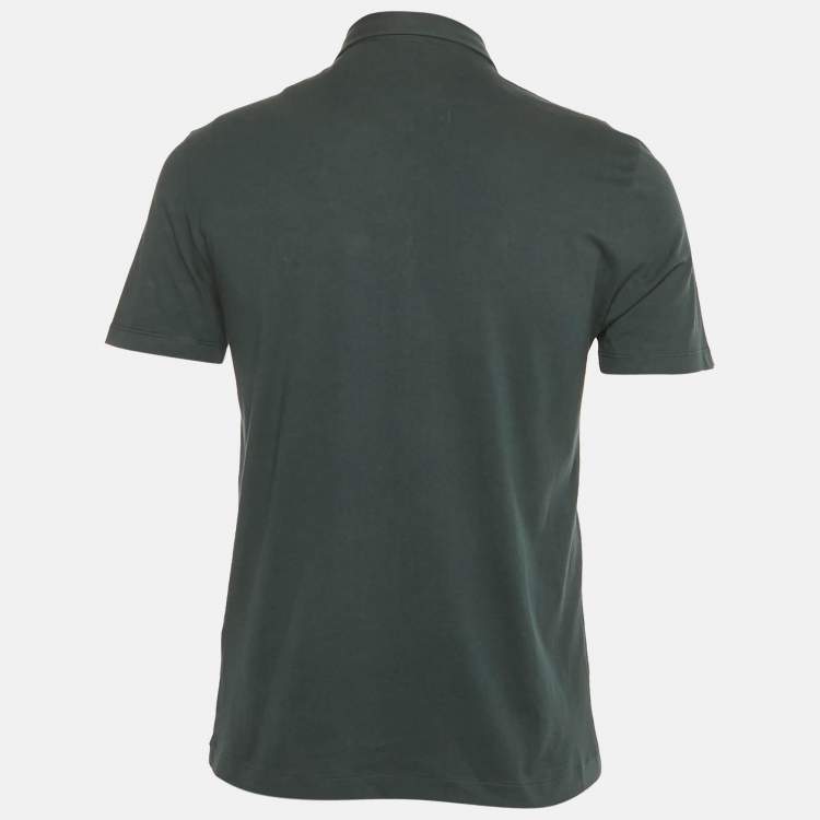 مملوكة مسبقًا Versace Collection Green Logo Applique Detail Cotton Polo T-Shirt M