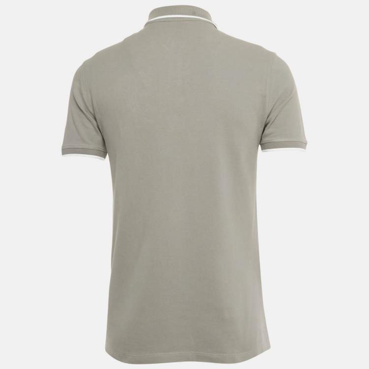 Pre Owned Versace Collection Grey Medusa Embroidered Cotton Polo T-Shirt M 