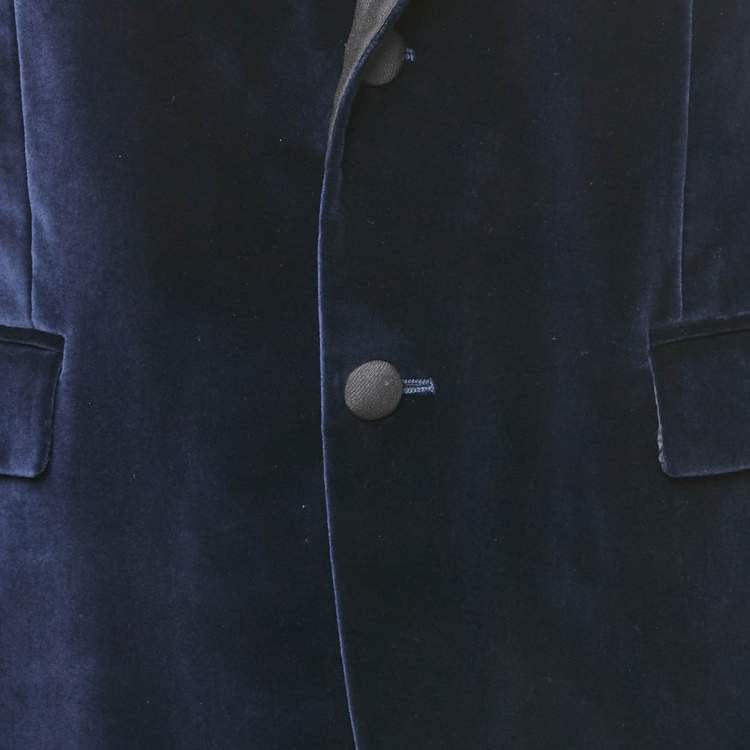 Pre Owned Versace Collection Blue Velvet Tailored Blazer XL