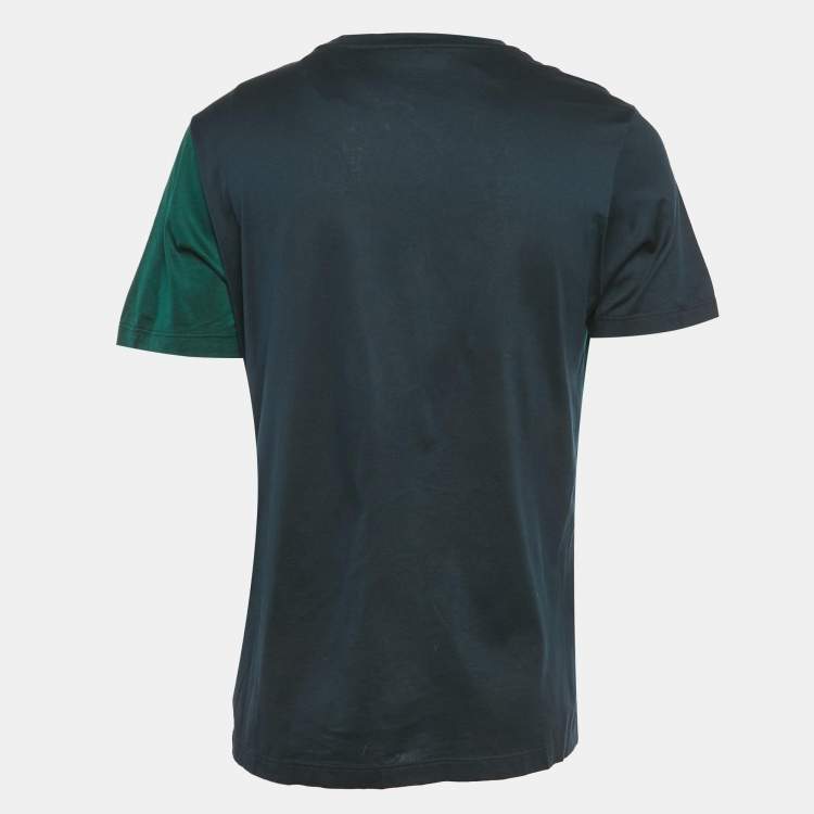 Pre Owned Versace Collection Green/Blue Jersey Crew Neck T-Shirt XL