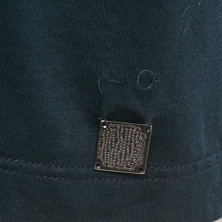 Pre Owned Versace Collection Green/Blue Jersey Crew Neck T-Shirt XL