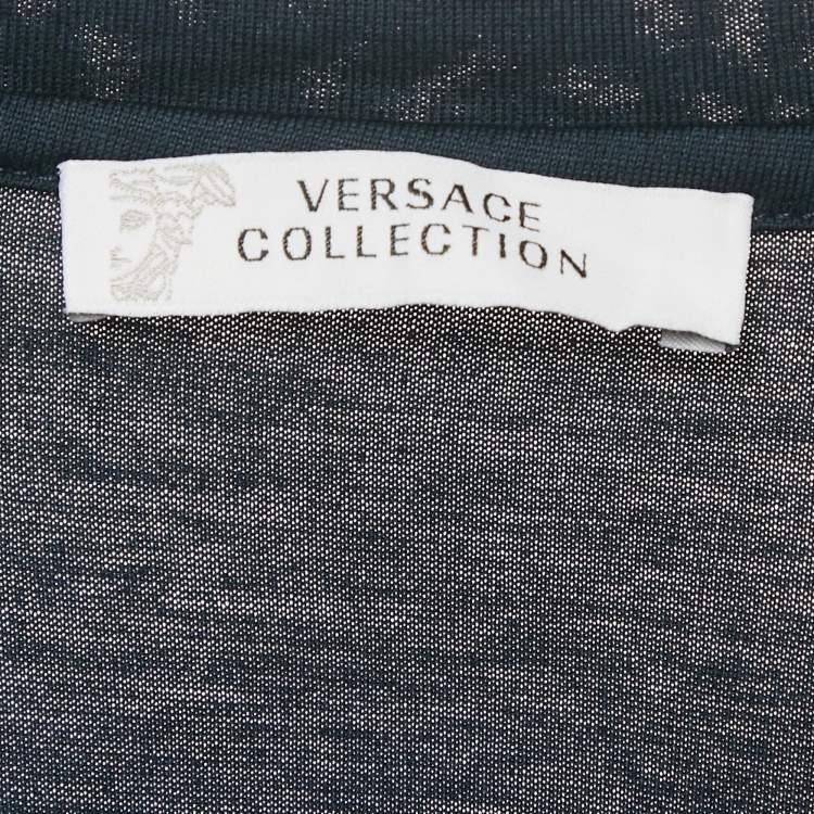 Pre Owned Versace Collection Green/Blue Jersey Crew Neck T-Shirt XL