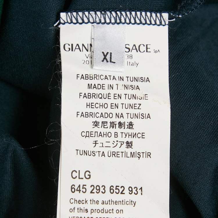 Pre Owned Versace Collection Green/Blue Jersey Crew Neck T-Shirt XL