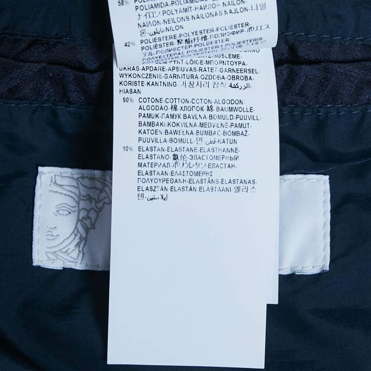 Pre Owned Versace Collection Blue Printed Nylon Bomber Jacket S