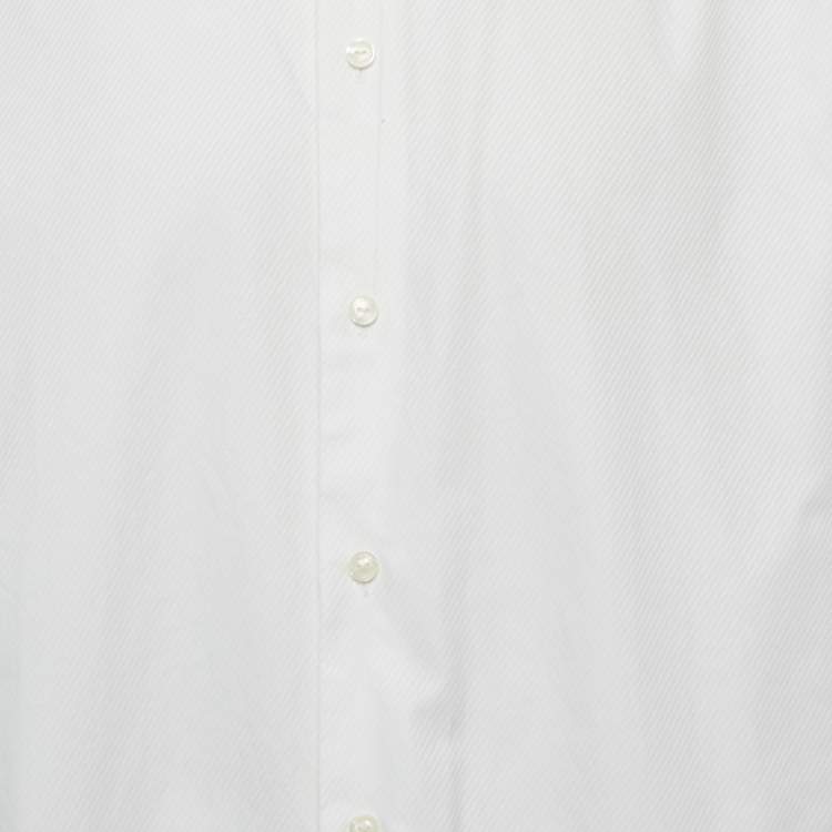 Pre Owned Versace Collection White Textured Cotton Long Sleeve Shirt XXL