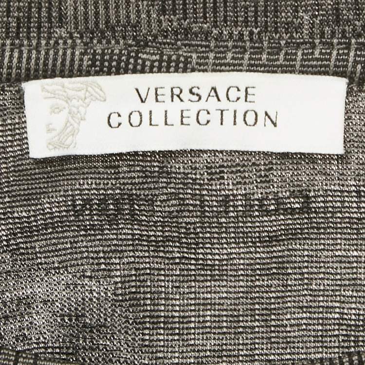 Pre Owned Versace Grey Jacquard Jersey Crewneck T-Shirt XL