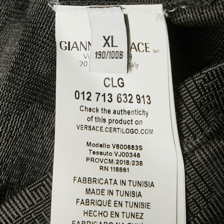 Pre Owned Versace Grey Jacquard Jersey Crewneck T-Shirt XL