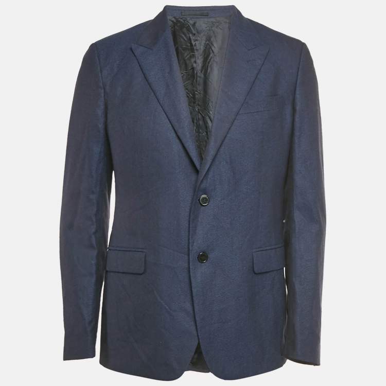 Pre Owned Versace Collection Blue Wool Regular Fit Blazer L