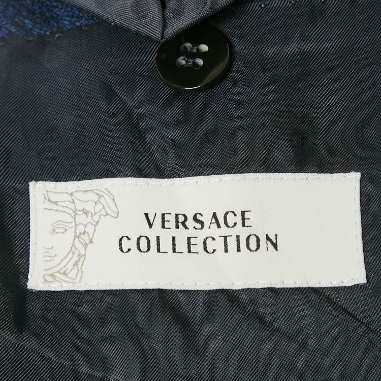 Pre Owned Versace Collection Blue Wool Regular Fit Blazer L