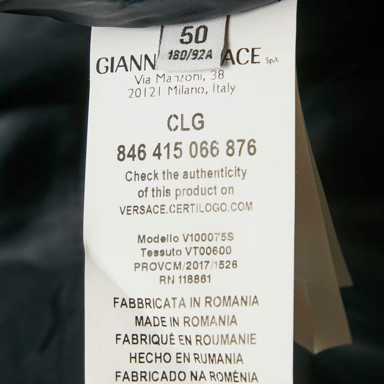 Pre Owned Versace Collection Blue Wool Regular Fit Blazer L