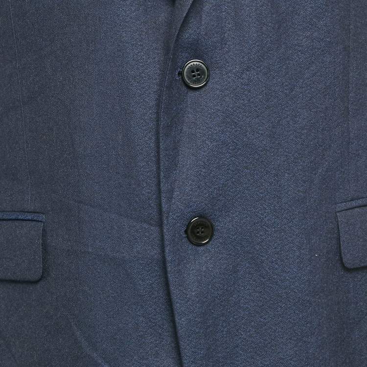 Pre Owned Versace Collection Blue Wool Regular Fit Blazer L