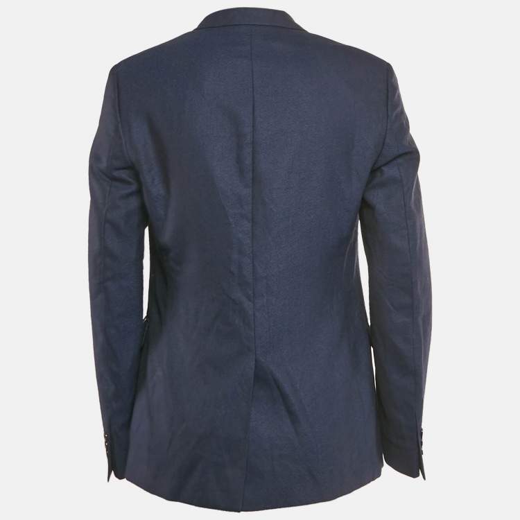 Pre Owned Versace Collection Blue Wool Regular Fit Blazer L