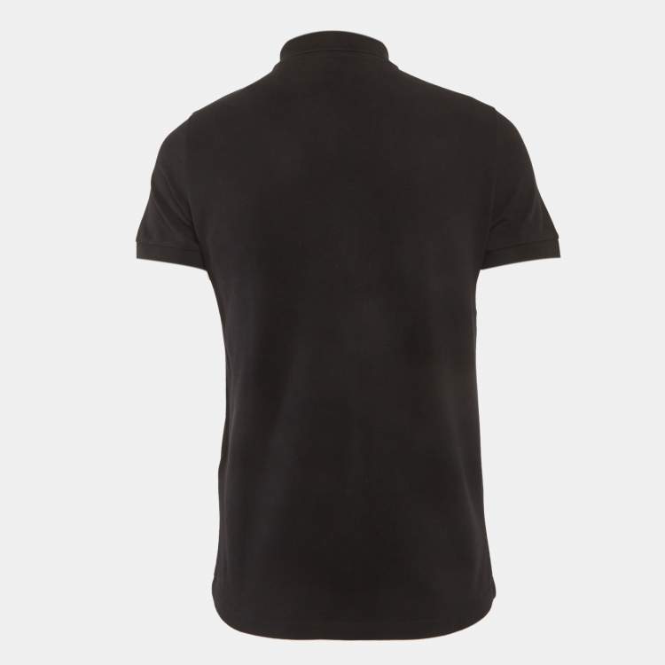 Pre Owned Versace Collection Black Medusa Embossed Cotton Polo T-Shirt S