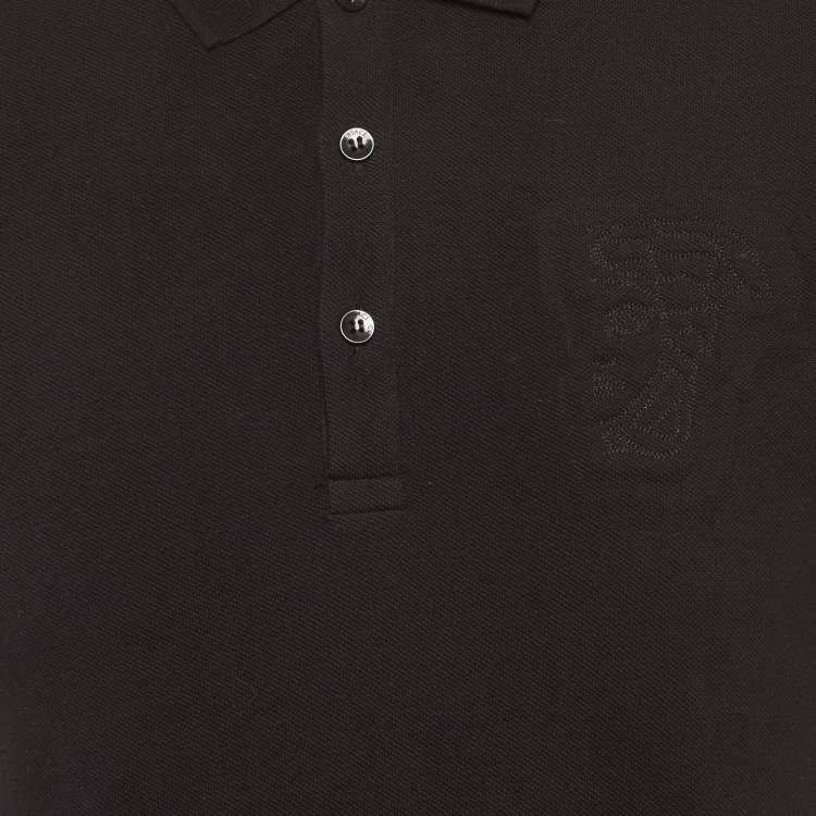 Pre Owned Versace Collection Black Medusa Embossed Cotton Polo T-Shirt S