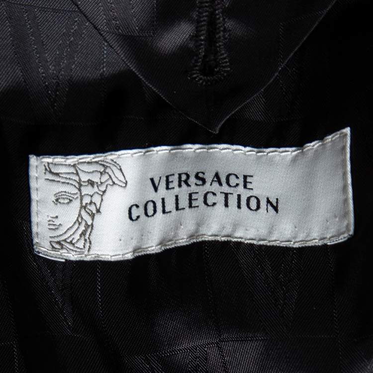 Pre Owned Versace Collection Grey Striped Cotton Single Breasted Blazer L
