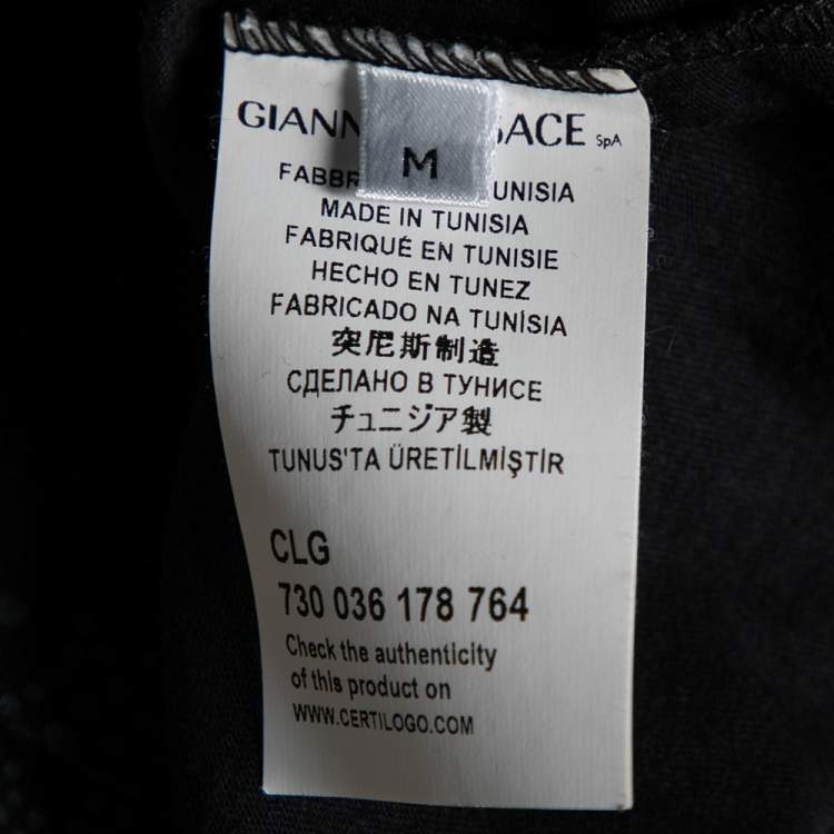 Pre Owned Versace Collection Midnight Blue Printed Cotton Long Sleeve T-Shirt M