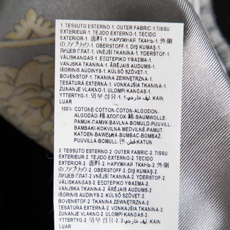 Pre Owned Versace Collection Black Knit & Baroque Printed Silk Paneled Button Front Pullover L