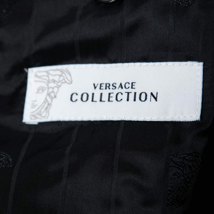 Pre Owned Versace Collection Black Wool Zip Detailed Long Sleeve Blazer M