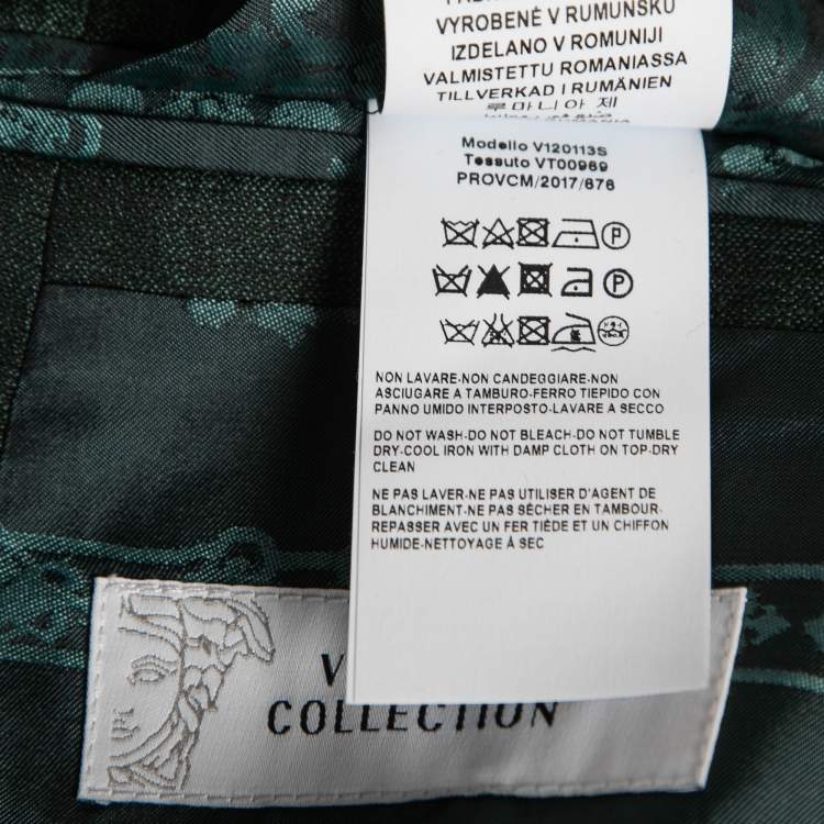 Pre Owned Versace Collection Dark Green Wool & Linen Single-Breasted Blazer L