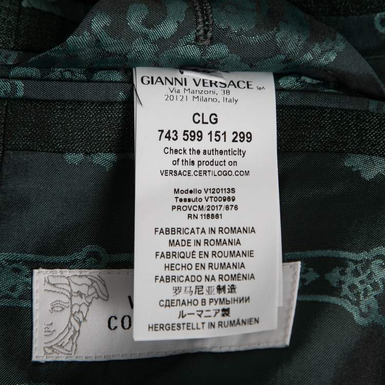 Pre Owned Versace Collection Dark Green Wool & Linen Single-Breasted Blazer L
