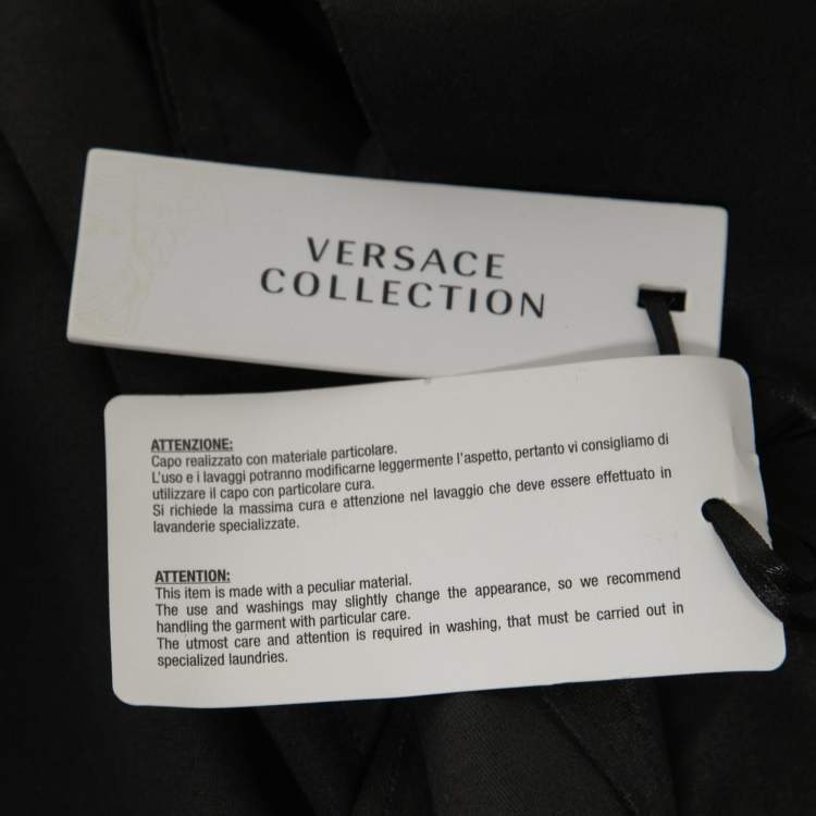 Pre Owned Versace Collection Black Faux Leather Biker Jacket M