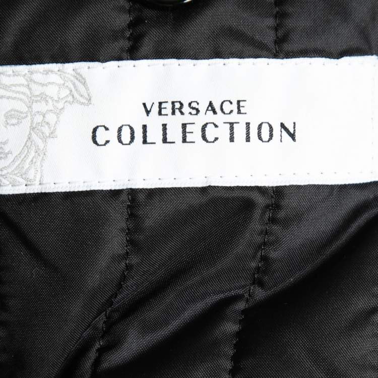 Pre Owned Versace Collection Black Synthetic Belted Jacket XL
