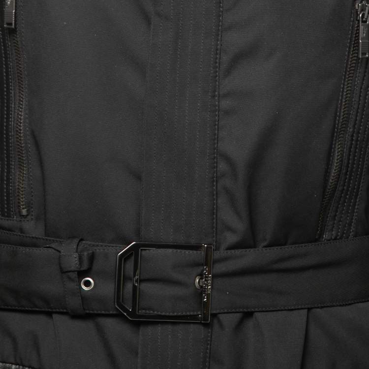Pre Owned Versace Collection Black Synthetic Belted Jacket XL