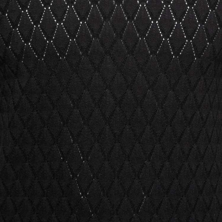 Pre Owned Versace Collection Black Diamond Patterned Knit Sweater M
