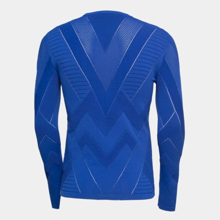 Pre Owned Versace Collection Blue Zig Zag Patterned Knit Pullover S