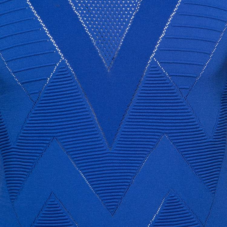 Pre Owned Versace Collection Blue Zig Zag Patterned Knit Pullover S