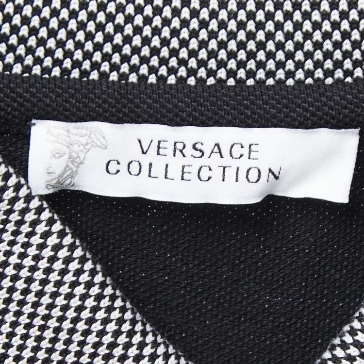 Pre Owned Versace Collection Black Logo Embroidered Cotton Pique Polo T-Shirt XL 