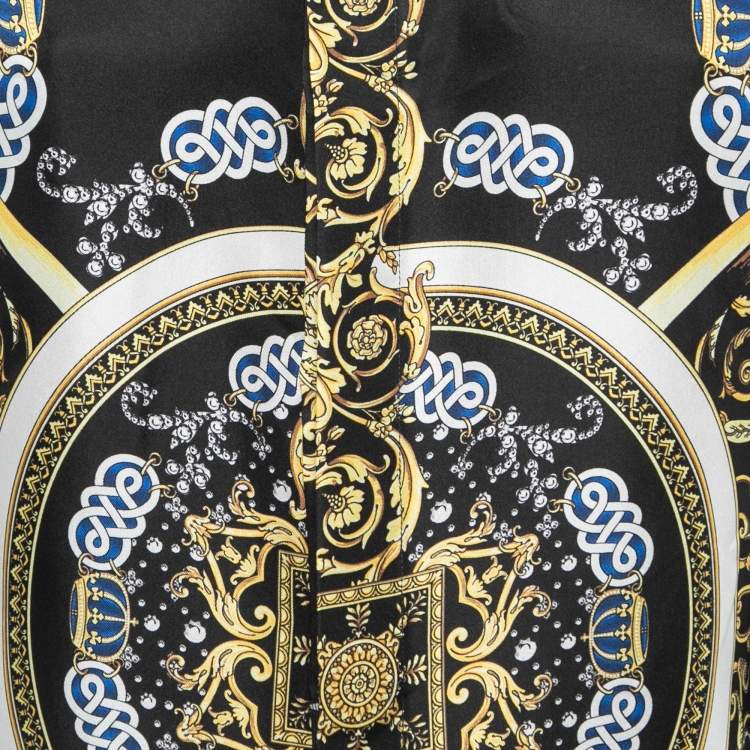 Pre Owned Versace Collection Black Baroque Printed Silk Shirt M