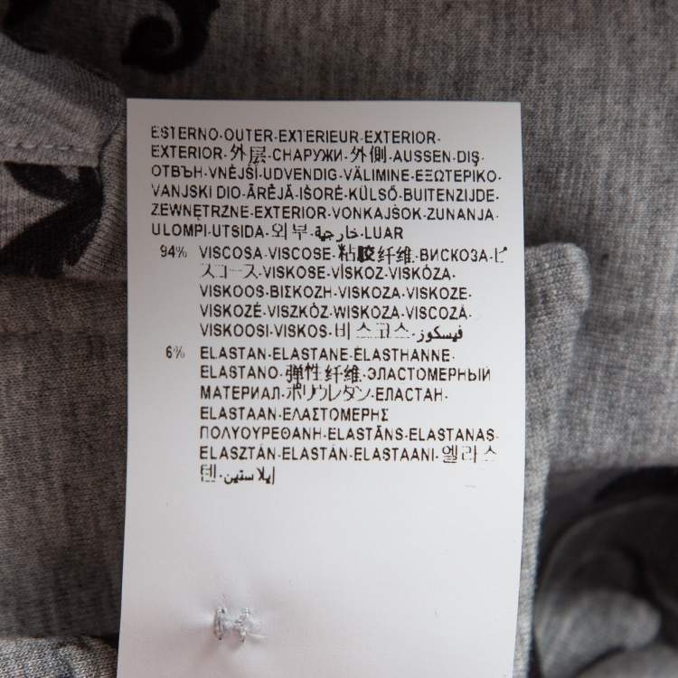 Pre Owned Versace Collection Grey Printed Jersey Polo T-Shirt L