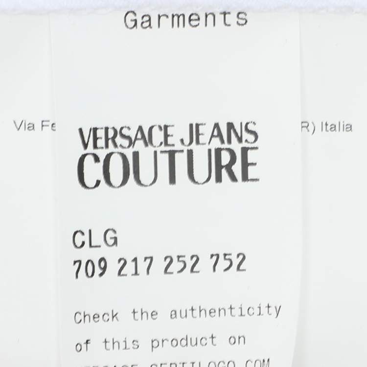 Pre Owned Versace Jeans Couture White/Gold Jersey Logo Print T-Shirt L