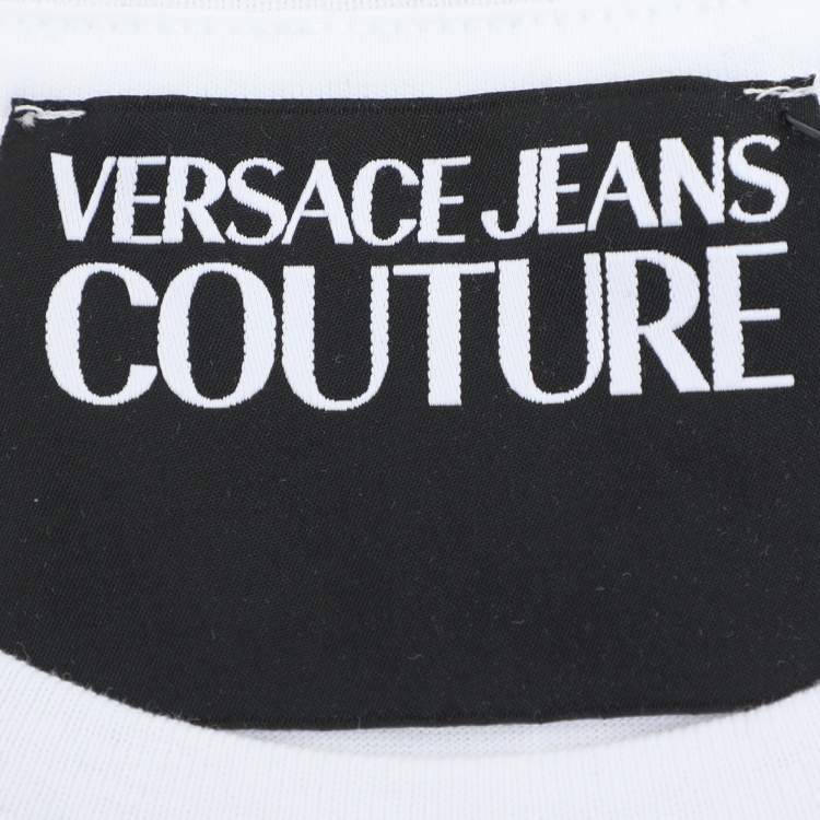 Pre Owned Versace Jeans Couture White/Gold Jersey Logo Print T-Shirt L