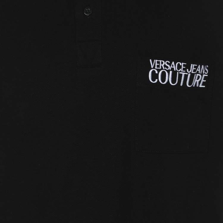 Pre Owned Versace Jeans Couture Black Jersey Front Pocket Polo T-Shirt XXL