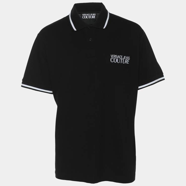 Pre Owned Versace Jeans Couture Black Jersey Front Pocket Polo T-Shirt XXL