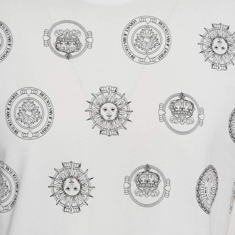 Pre Owned Versace Jeans Couture White Printed Jersey Cre Neck T-Shirt L