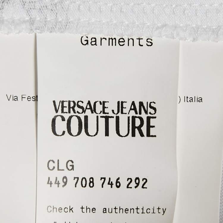 Pre Owned Versace Jeans Couture White Printed Jersey Cre Neck T-Shirt L