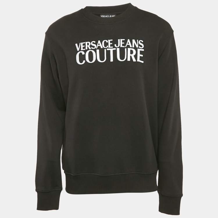 Pre Owned Versace Jeans Couture Black Logo Embroidered Sweatshirt L
