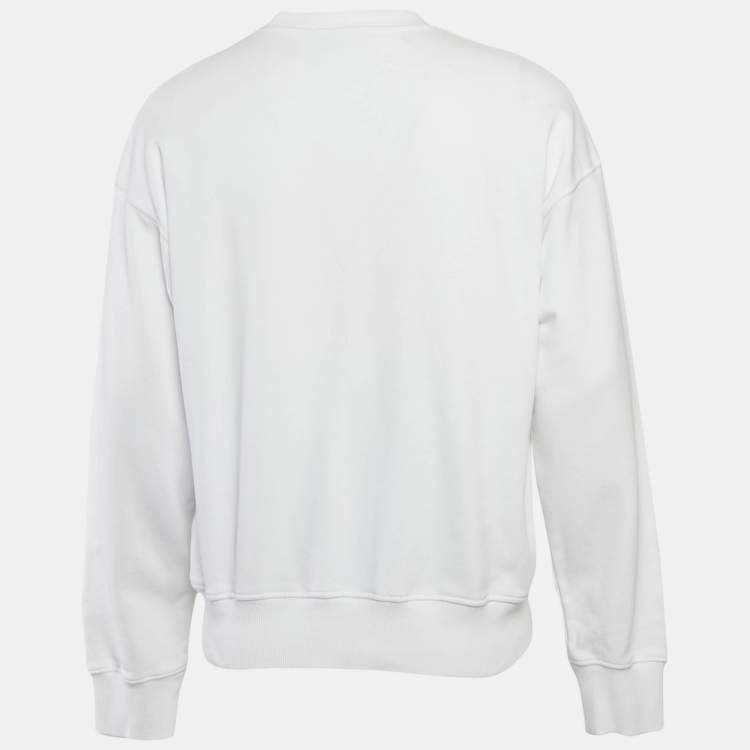 Pre Owned Versace Jeans Couture White Logo Embroidery Cotton Sweatshirt S