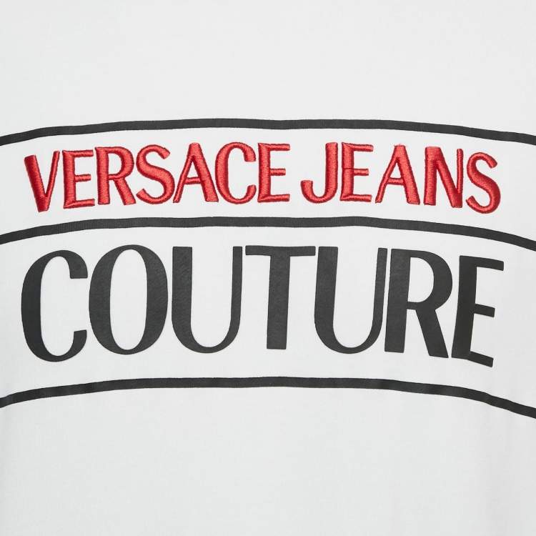 Pre Owned Versace Jeans Couture White Logo Embroidery Cotton Sweatshirt S