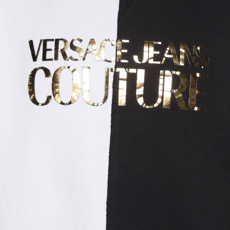 Pre Owned Versace Jeans Couture Black/White Jersey Logo Applique Sweatshirt M