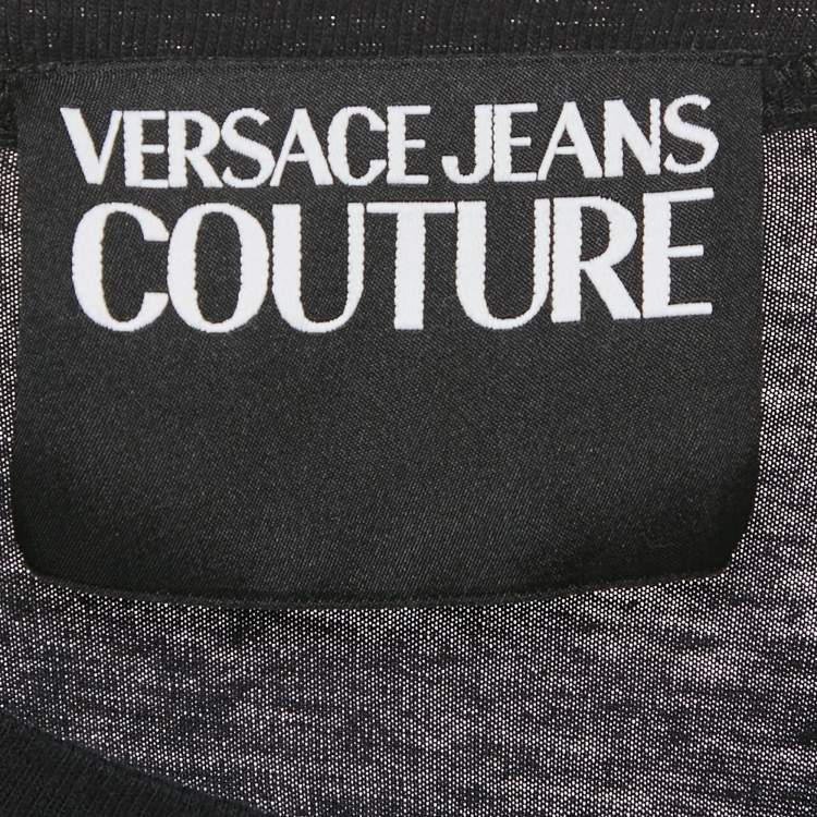Pre Owned Versace Jeans Couture Black Logo Print Jersey T-Shirt XL