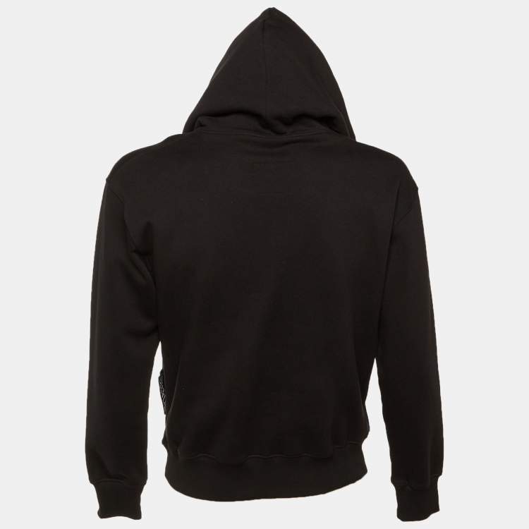 مملوكة مسبقًا Versace Jeans Couture Black Cotton Logo Embroidered Hoodie S
