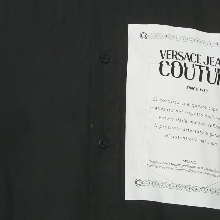 Pre Owned Versace Jeans Couture Black Printed Cotton Shirt XL