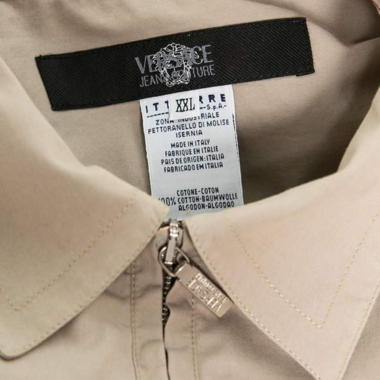 Pre Owned Versace Jeans Couture Beige Cotton Zip Front Shirt XXL