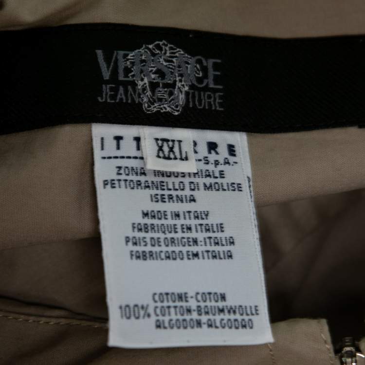 Pre Owned Versace Jeans Couture Beige Cotton Zip Front Shirt XXL
