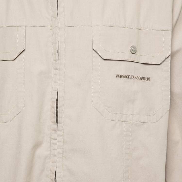 Pre Owned Versace Jeans Couture Beige Cotton Zip Front Shirt XXL